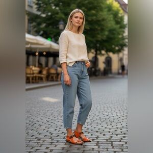 Bueno Casual Orange and Brown Sandals with Adjustable Ankle Strap Leather